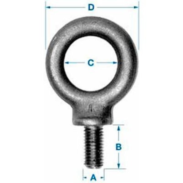 Ken Forging Eye Bolt With Shoulder, M20-2.50, 40 mm Shank, 41 mm ID, Steel M20-A